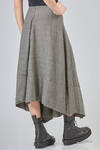 longuette skirt, asymmetric, in virgin wool and linen prince of Wales - MARC LE BIHAN 