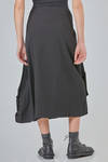 longuette ' sculpture' skirt, flared, in stretch viscose, virgin wool, polyamide and elastan crêpe - RUNDHOLZ 