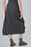 longuette ' sculpture' skirt, flared, in stretch viscose, virgin wool, polyamide and elastan crêpe - RUNDHOLZ 