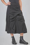 longuette ' sculpture' skirt, flared, in stretch viscose, virgin wool, polyamide and elastan crêpe - RUNDHOLZ 