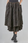 longuette skirt, wide, in pleated silk crêpe on pleated cotton jaquard - ALEKSANDR MANAMIS 