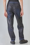 'six' pockets jeans-like trousers, soft, in cotton and elastan canvas leather-like - HIGH 