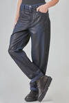 'six' pockets jeans-like trousers, soft, in cotton and elastan canvas leather-like - HIGH 