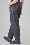 'six' pockets jeans-like trousers, soft, in cotton and elastan canvas leather-like - HIGH 