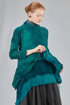 long and wide sweater in raw French silk and in hand made and hand dyed nuno-felt in extra-fine merinos wool and toussah silk - AGOSTINA ZWILLING 